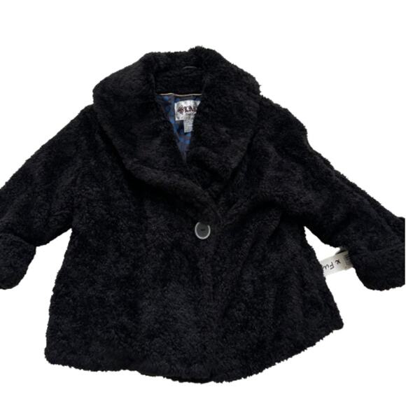 LAL Coat Black Faux Fur Teddy Shawl Collar Pockets Jacket Coat Size Large NEW - Picture 7 of 13